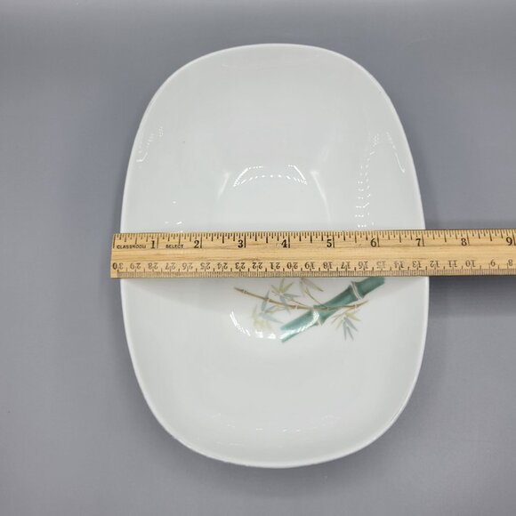 Vtg Noritake Oriental 6341 Oval Serving Bowl White Bamboo Design Japan Porcelain - Picture 9 of 9